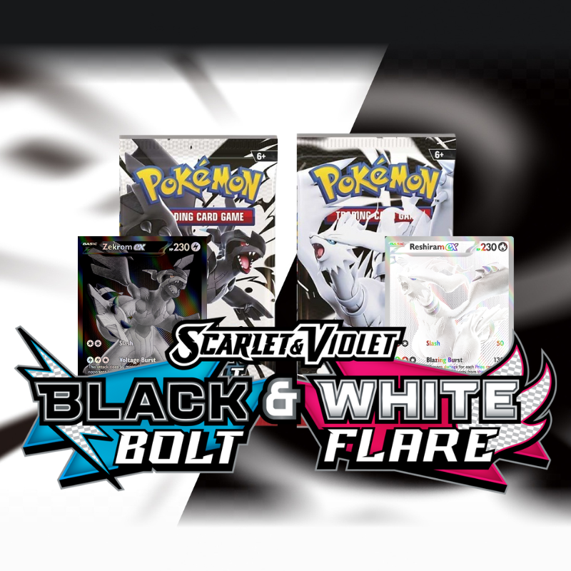 Pokemon English SV10.5 Black Bolt & White Flare 3-Pack Tech Sticker Collection