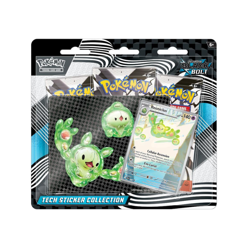 Pokemon English SV10.5 Black Bolt & White Flare 3-Pack Tech Sticker Collection