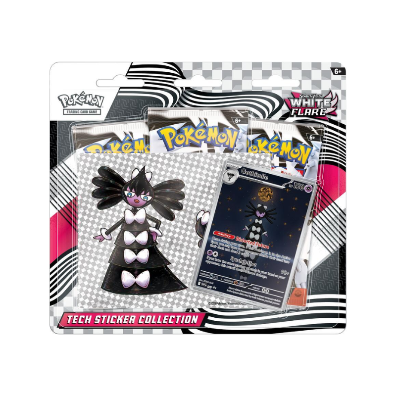 Pokemon English SV10.5 Black Bolt & White Flare 3-Pack Tech Sticker Collection