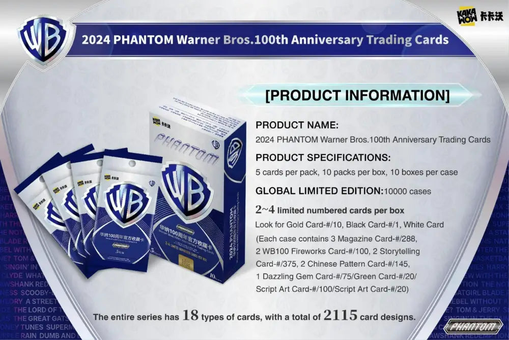 New! Kakawow 2024 Warner Brothers Phantom 100Th Anniversary Trading Cards Hobby Box Card Games