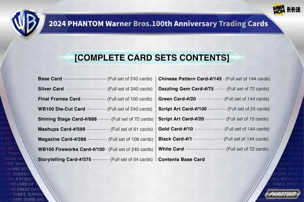 New! Kakawow 2024 Warner Brothers Phantom 100Th Anniversary Trading Cards Hobby Box Card Games